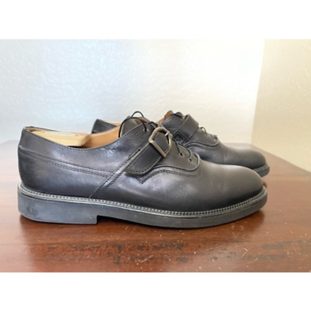 Cable & Co. Mens Oxford Dress Shoes Black Almond Toe Buckle Lace Up 10